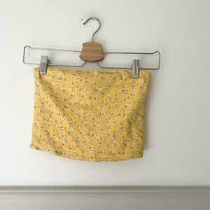 Hollister Yellow Floral Tube Top Small Reversible Strapless Summer